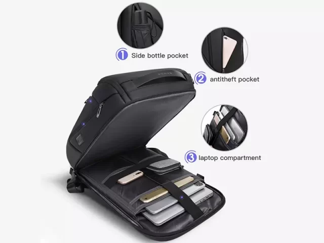 کوله لپ تاپ حرفه‌ای ضد آب USB دار بنج مدل BG-2517 مناسب برای لپ تاپ 15.6 اینچی