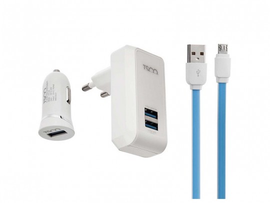 شارژر ديواري و شارژ فندکی تسکو مدل TTC 34 بهمراه کابل MicroUSB بطول 1 متر