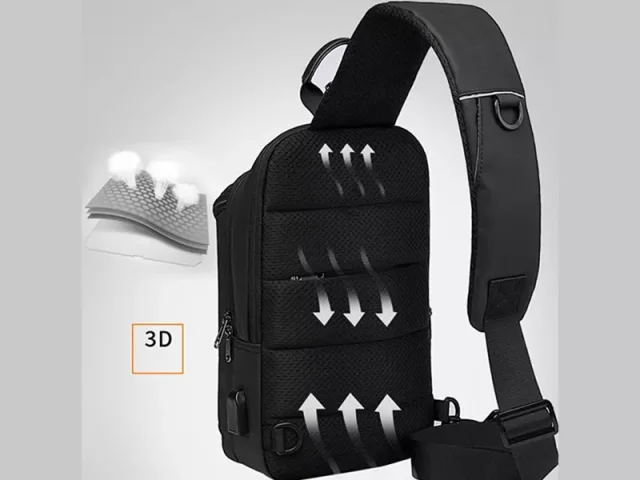 کوله تک بند ضدآب USB دار بنج مدل BG-1910 crossbody bag