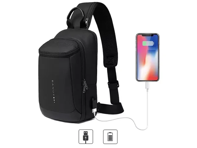کوله تک بند ضدآب USB دار بنج مدل BG-1910 crossbody bag