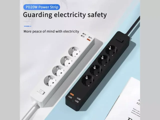 چند راهی برق ویوو مدل U01 Power Strip Socket With 4 AC 3 USB 20W PD (دارای 3 پورت USB و 1 پورت Type-C)
