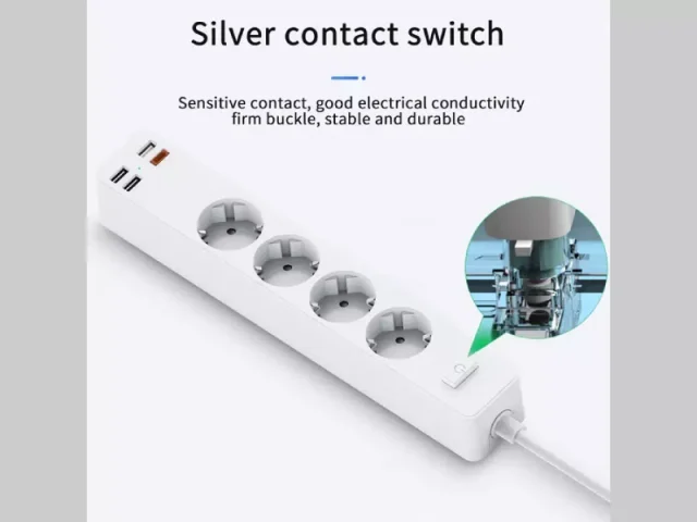 چند راهی برق ویوو مدل U01 Power Strip Socket With 4 AC 3 USB 20W PD (دارای 3 پورت USB و 1 پورت Type-C)