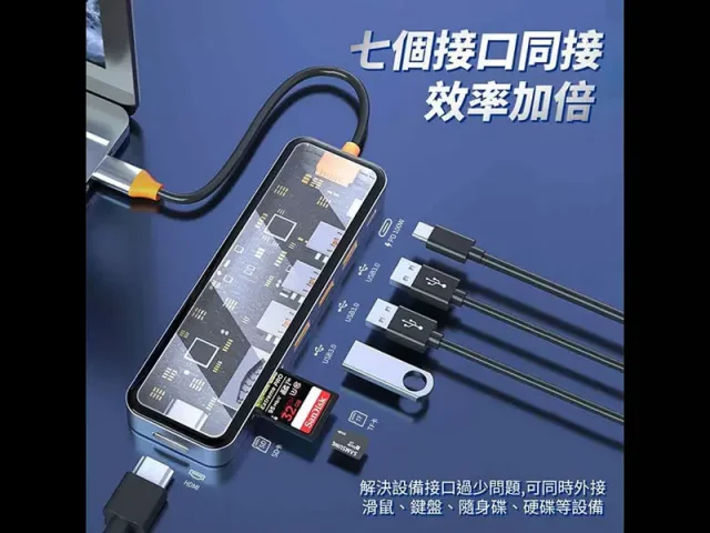 هاب تایپ سی 7 پورت ویوو مدل  CB007 TRANSPARENT 7 IN 1 CYBER USB-C HUB