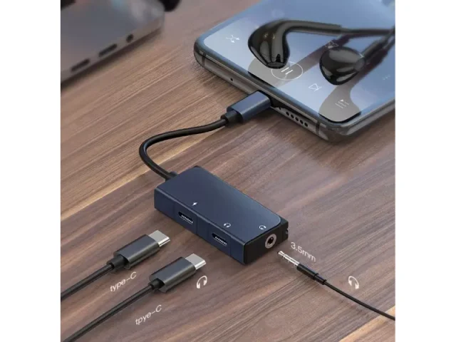 مبدل تایپ سی به تایپ سی و درگاه صدا ویوو مدل LT02 PRO