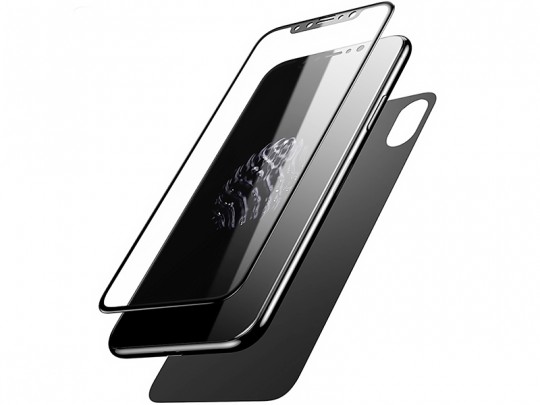 محافظ صفحه نمایش شیشه ای پشت و رو بیسوس آیفون X  مدل Glass Film Set