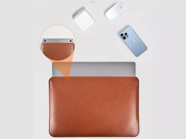 کاور مک بوک پرو 14.2 اینچ ویوو مدل Leather Sleeve Skin Pro Platinum
