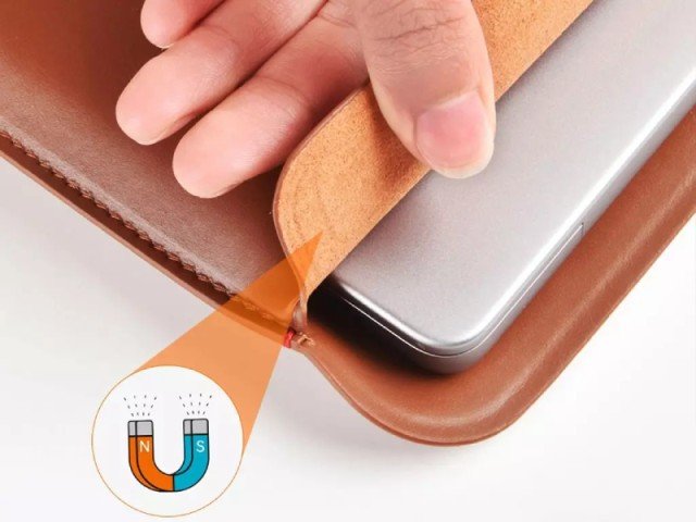 کاور مک بوک پرو 14.2 اینچ ویوو مدل Leather Sleeve Skin Pro Platinum