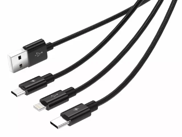 کابل فست شارژ سه سر اوریکو مدل UTS-12 به طول 1.2 متر
