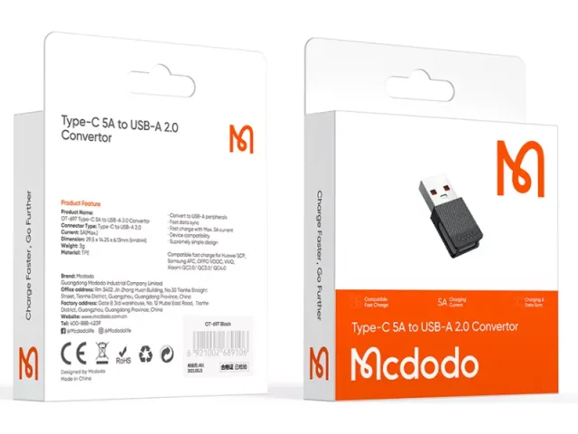 مبدل تایپ‌سی به یو‌اس‌بی مک‌دودو مدل Type-C to USB Convertor OT-6970