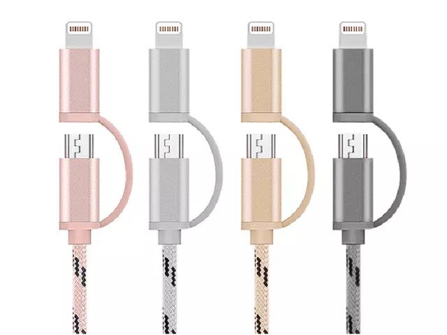 کابل شارژ دو سر جویروم مدل JR-S319 Armor Speed Micro & Lightning 1m