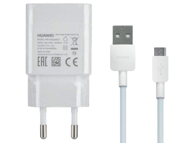 شارژر دیواری اصلی هوآوی مدل Tab 2A Charger HW-050200E01 بهمراه  کابل میکرو یو اس بی