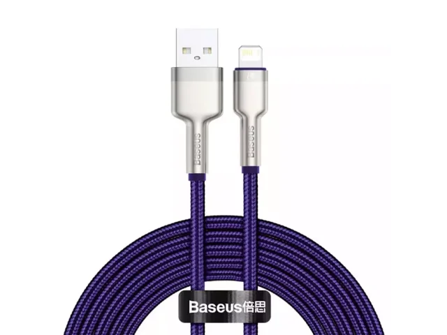 کابل فست شارژ لایتنینگ بیسوس مدل Cafule Metal Lightning Cable 2.4A CALJK-B01 به طول 2 متر