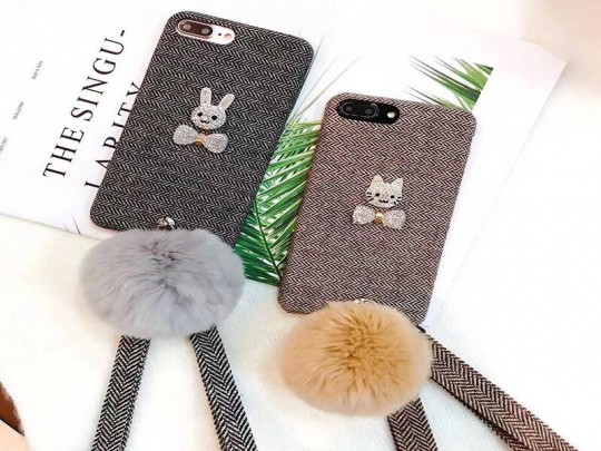 کاور گربه نگین دار پارچه ایی مناسب برای گوشی آیفون 6plus