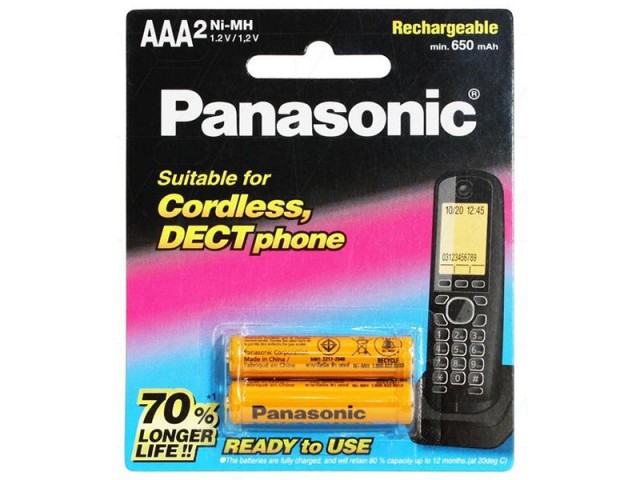 باتری نیم قلمی شارژی AAA تلفن بی سیم پاناسونیک مدل BK-4LDAW/2BT