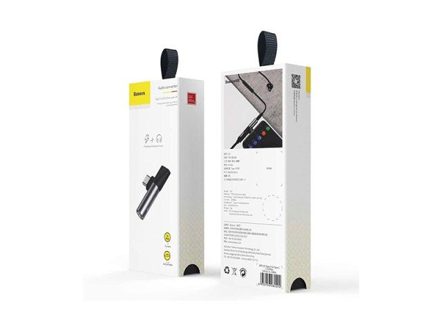مبدل تایپ سی به  تایپ سی و جک 3.5MM صدا بیسوس مدل Audio Converter L41 Type-C To 3.5mm