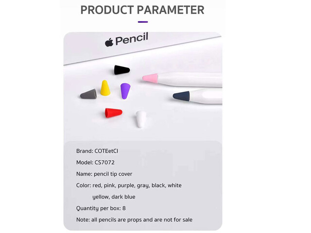 نوک یدک چند رنگ قلم لمسی اپل 1 و 2 کوتتسی Coteetci Pencil Tip Cover Pencil 1/2 CS7072