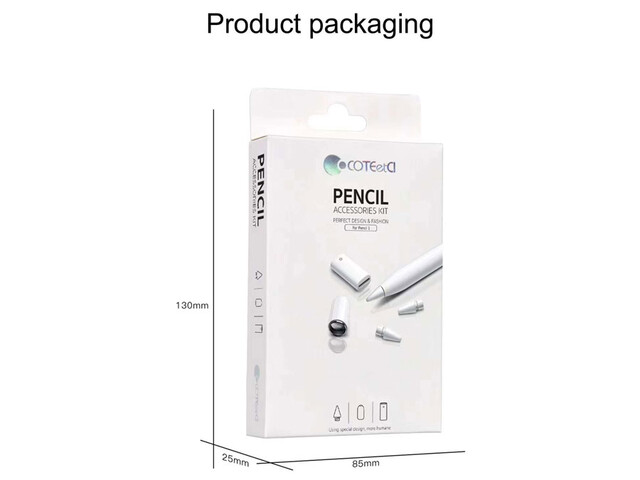 لوازم جانبی قلم لمسی اپل 1 شامل نوک، کلاهک و مبدل شارژ کوتتسی Coteetci CS7071 Pencil 1 Accessories Kit