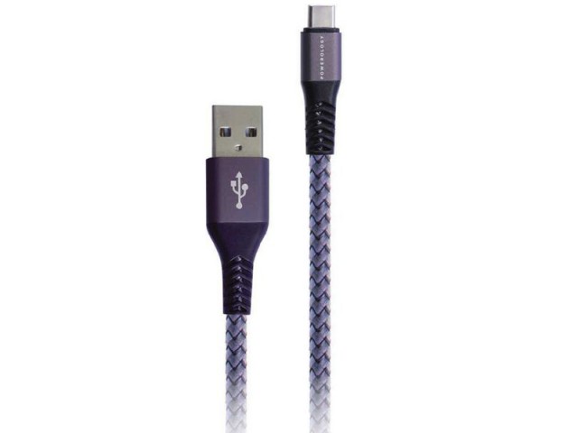 کابل تبدیل USB به Type-C پاورولوژی مدل P12MBCGY Nylon Braided به طول 1.2 متر