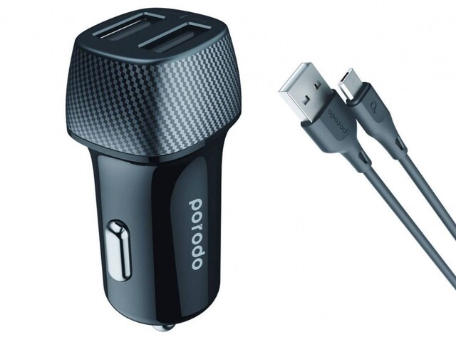 شارژر فندکی فست شارژ ماشین پورودو PD-34CCV2M-BK