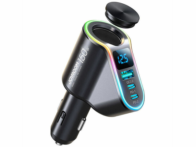 شارژر فندکی فست شارژ ماشین یک یو اس بی، دو تایپ سی و یک سوکت فندکی جویروم JR-CL21