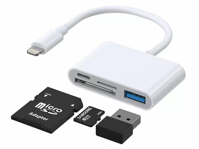 مبدل لایتنینگ چهار پورت جویروم Joyroom S-H142 Lightning To Usb Otg Card Reader
