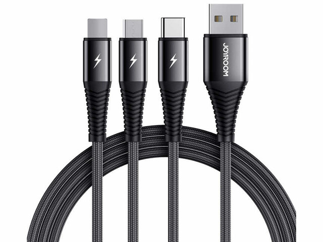 کابل شارژ سه سر جویروم JOYROOM S-1230G4 3A 3 In 1 Fast Charging Data Cable