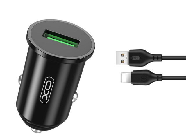 شارژر فندکی فست شارژ ماشین 18 وات همراه با کابل لایتنینگ ایکس او TZ12