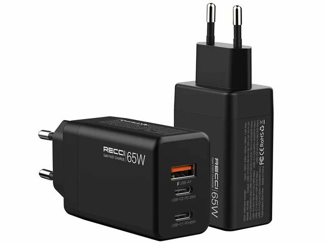 شارژر دیواری یو اس بی و تایپ سی 65 وات رسی RC56E