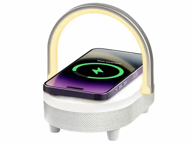 اسپیکر بلوتوث و شارژر وایرلس قابل حمل  4 در 1 دارای چراغ رسی Recci RLS-L16 4-in-1 Speaker and Wireless Charger 15W