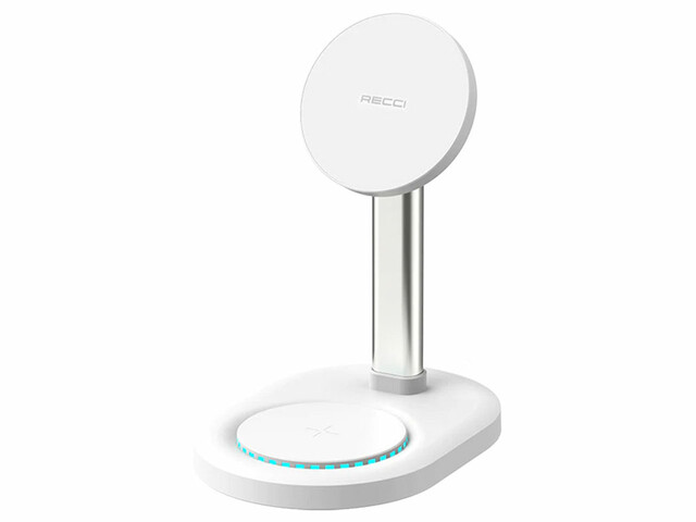 هولدر رومیزی و شارژر وایرلس دوکاره رسی Recci RCW-32 2-in-1 Wireless charger with holder
