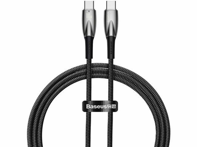 کابل  سوپر فست شارژ دو سر تایپ سی 100 وات یک متری بیسوس Baseus Glimmer Type-C To Type-C Fast Charging Data Cable CADH000701