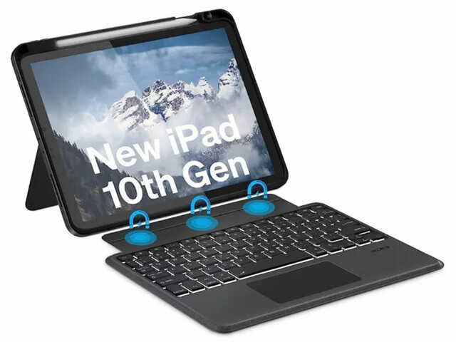 کاور کیبورددار مگنتی آیپد 10 اینچ کوتتسی Coteetci Magnetice Sphit Keyboard Lither Case Ipad 10 64011