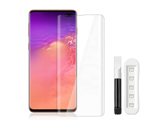 محافظ صفحه نمایش شیشه ای یو وی سامسونگ اس 10 پلاس گرین Green Samsung S10 Plus 3D Curved Round Edge UV Glass