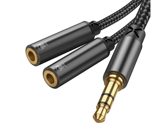 کابل انتقال صدای دوسر جویروم  Joyroom Headphone male to 2-female Y-splitter audio cable 0.2m SY-A04
