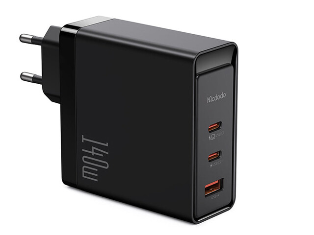 شارژر دیواری سوپر فست شارژ تایپ سی و یو اس بی 140 وات مک دودو MCDODO CH-2911 GaN 5 Pro 140W Type-C / USB Fast Charger