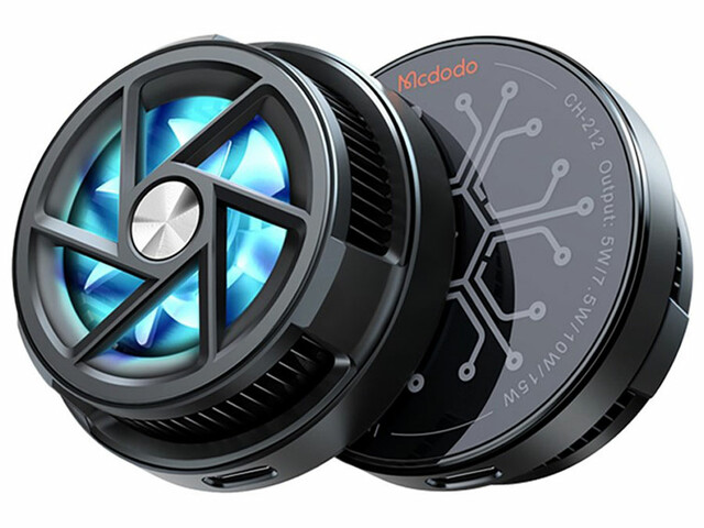 شارژر بی سیم مگ سیف فست شارژ و فن خنک کننده گوشی موبایل مک دودو Mcdodo CH-212 15W Wireless Charger and Phone Radiator