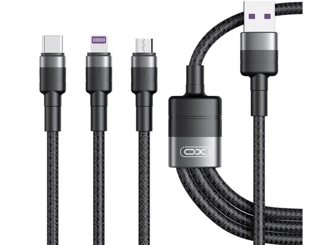 کابل شارژ سه سر ایکس‌او به طول 1.2 متر XO 3in1 40W FAST charge usb cable NB Q191