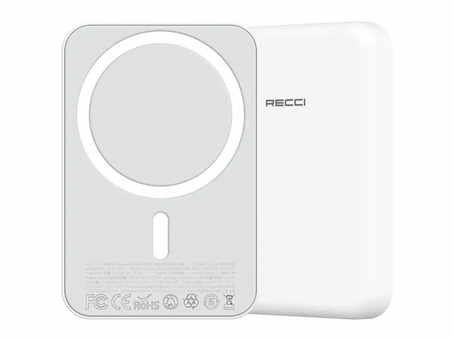 پاوربانک بی سیم مغناطیسی 5000 میلی آمپر ساعت رسی Recci  Wireless Magnet Power Bank 5000mah RPB-W11
