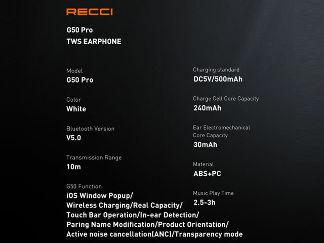 هندزفری بلوتوث طرح ایرپاد رسی Recci headphones Wireless G50 PRO