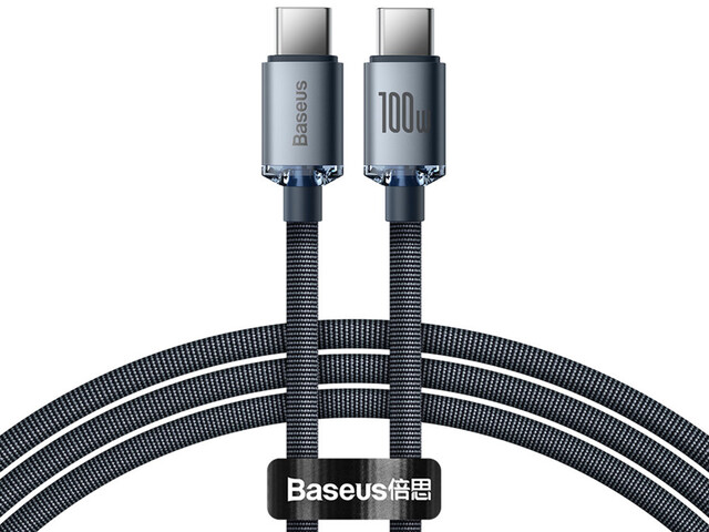 کابل سوپر فست شارژ دوسر تایپ‌سی 1.2 متری 100 وات بیسوس Baseus Type C to Type C fast charging cable 100W CAJY000601