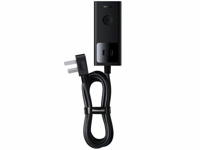 شارژر دیواری و آداپتور برق فست شارژ 30 وات با کابل برق 1.5 متری بیسوس Baseus PowerCombo Digital PowerStrip PSLA000001