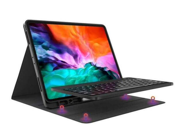 کیف چرمی وگان کیبورد دار آیپد پرو 12.9 2021 گرین Green ipad Pro 12.9 2021 Wireless Keyboard Premium Vegan Leather Case