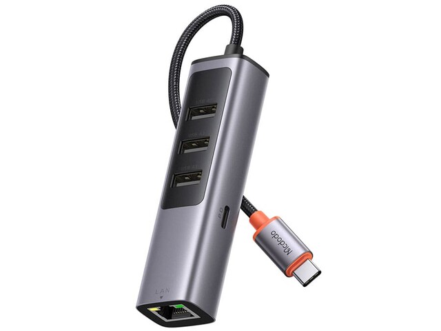 هاب تایپسی با 5 پورت مکدودو MCDODO USB-C USB3.0x3+PD100WxRJ45 HU-111