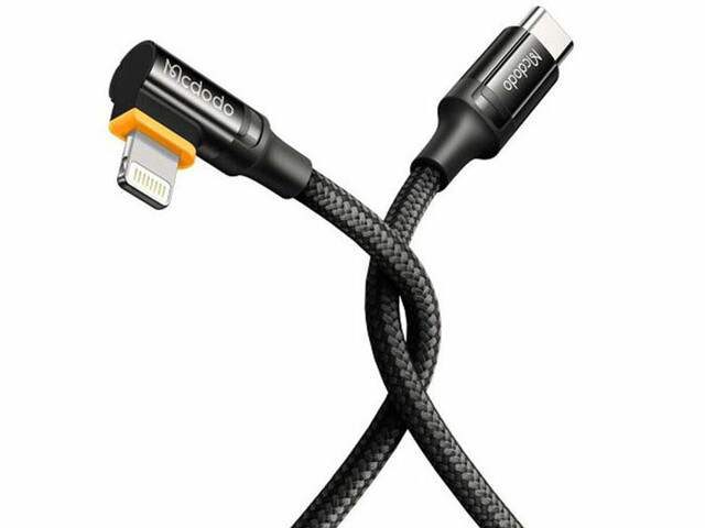 کابل تایپسی به لایتنینگ گیمینگ شارژ سریع و انتقال دیتا مک دودو Mcdodo CA-126 Type-c to Lightning Auto Power Off Elbow PD Fast Charging Data Cable 36W 1.2m