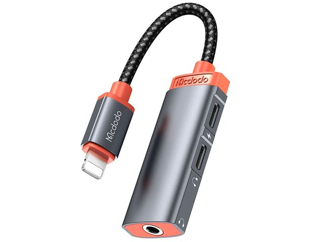 کابل تبدیل 1 به 2 لایتنینگ و جک 3.5 میلیمتری مک دودو Mcdodo CA-0950 3-in-1 Lighting to DC3.5mm and Lighting Charge and Audio Adapter Cable
