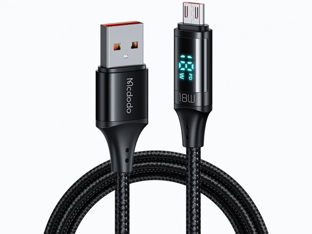 کابل شارژ سریع یواسبی به میکرویواسبی 1.2 متری مکدودو MCDODO USB to Micro USB Cable 3A LED Display Fast Charging CA-1070
