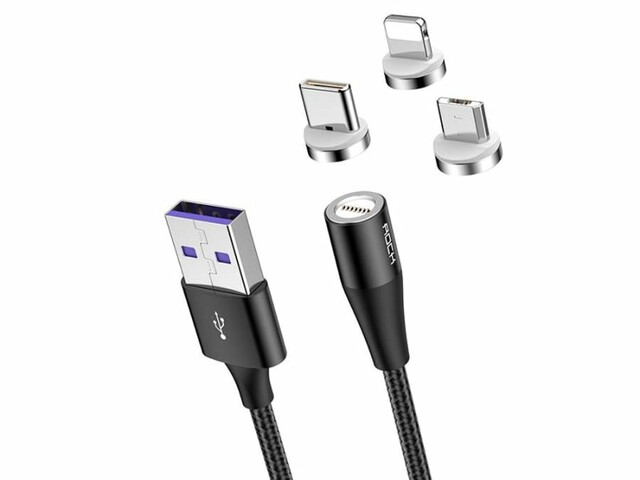 کابل شارژ فست سه سر آهنربایی راک Rock G1 Magnetic Cable Fast Charge 1m