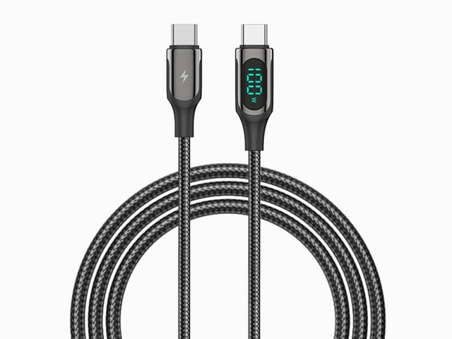 کابل دوسر تایپ سی شارژ و دیتا 100 واتی فست‌شارژ رسی Recci RTC-P10CC Ghost Series LED Fast Charging Data Cable