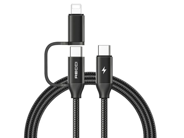 کابل فست شارژر 2 در 1 رسی Recci RTC-P03CC 2in1 PD fast charging data cable