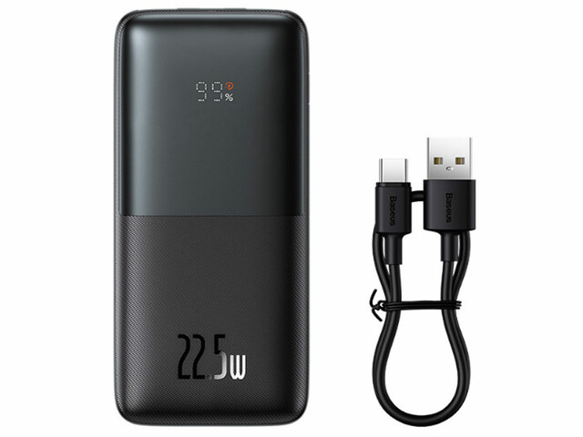 پاور بانک شارژ سریع 22.5 وات به همراه 30 سانتی‌متری بیسوس Baseus Bipow Pro Digital Display Power Bank 20000mAh PPBD030001